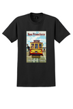United Air Lines San Francisco T-Shirt - Galli Cable Car Poster - Black
