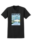 United Airlines Seattle T-Shirt - Vintage Space Needle Poster - Black