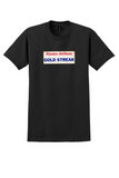 Alaska Airlines T-Shirt - Vintage Gold Streak Bag Sticker - Black