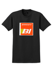 Braniff T-Shirt - Vintage Orange BI Logo Bag Sticker - Black