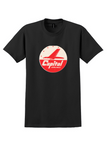 Capital Airlines T-Shirt - Vintage Red Bird Roundel Bag Sticker - Black