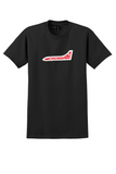 Crossair T-Shirt - Vintage Red Tail Fin Bag Sticker - Black