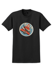Delta T-Shirt - Vintage Red Triangle Propliner Bag Sticker (Sky Blue) - Black