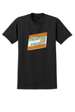 Frontier Airlines T-Shirt - Vintage Air Freight 727 Bag Sticker - Black
