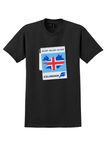Icelandair T-Shirt - Vintage Flag Map of Iceland Sticker - Black
