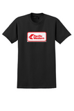 Pacific Western Airlines T-Shirt - Vintage Red Chevron Logo Sticker - Black