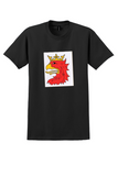 Vintage Emblem T-Shirt - Crowned Red Griffin Head Sticker - Black