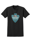 Western Air Lines T-Shirt - Vintage Arrowhead Bag Sticker - Black