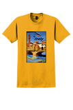 Fly TWA Italy T-Shirt - Frank Lacano Ponte Vecchio Poster - Gold