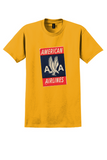 American Airlines T-Shirt - Vintage AA Eagle Bag Sticker - Gold