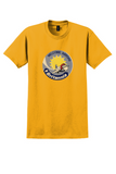 Britannia Airways T-Shirt - Vintage Welcome Abroad Cartoon Jet Sticker - Gold
