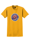 Continental Airlines T-Shirt - Vintage Indian Chief Roundel Bag Sticker - Gold