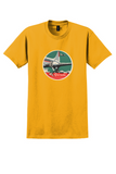 Garuda Indonesian Airways T-Shirt - Vintage Propliner Bag Sticker - Gold
