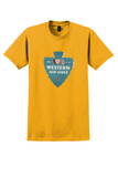 Western Air Lines T-Shirt - Vintage Arrowhead Bag Sticker - Gold