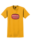 Western Airlines T-Shirt - Vintage Red Oval Headdress Bag Sticker - Gold