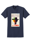 Fly TWA Arizona T-Shirt - Austin Briggs Cowgirl Poster - Navy