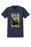 Fly TWA Germany T-Shirt - Vintage Old Town Square Poster - Navy