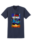Fly TWA Hollywood T-Shirt - David Klein Searchlights Poster - Navy