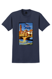 Fly TWA Italy T-Shirt - Frank Lacano Ponte Vecchio Poster - Navy
