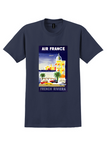 Air France French Riviera T-Shirt - Vintage Harbor Poster - Navy