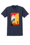 Air France South America T-Shirt - Vintage Colonial Church Poster - Navy