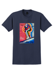 American Airlines Salt Lake City T-Shirt - Unimark Skier Poster - Navy