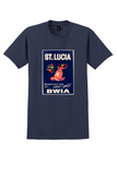 BWIA St. Lucia T-Shirt - Vintage Sunjet Dancer Poster - Navy
