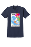 Continental Airlines Hawaii T-Shirt - Vintage Psychedelic Surfer Poster - Navy