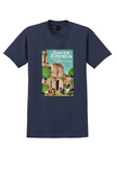 Imperial Airways South America T-Shirt - Vintage Colonial Church Poster - Navy