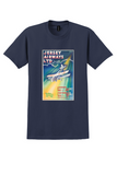 Jersey Airways London Jersey Portsmouth T-Shirt - Vintage Fares Poster - Navy