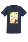 KLM Schiphol T-Shirt - Vintage Bezoekt Schiphol Poster - Navy