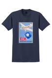 KLM Amsterdam-Batavia T-Shirt - Vintage Blue Globe Poster - Navy