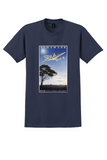 KLM Homeward T-Shirt - Vintage Sunset Airliner Poster - Navy