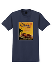 Lloyd Aereo Boliviano T-Shirt - Vintage Llamas and Ox Cart Poster - Navy