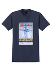 Pan Am Amsterdam T-Shirt - Vintage Windmill and Canal Houses Poster - Navy