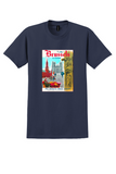 Pan Am Brussels T-Shirt - Vintage Grand-Place Poster - Navy