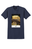 Pan Am Greece T-Shirt - Vintage Parthenon at Night Poster - Navy