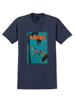Pan Am Hawaii T-Shirt - Vintage 1950 Surfers Poster - Navy