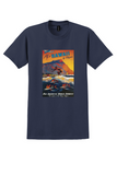 Pan Am Hawaii T-Shirt - Vintage Surfer and Clipper Poster - Navy