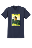 Pan Am Ireland T-Shirt - Kauffer Castle Tower Poster - Navy