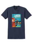 Pan Am London T-Shirt - Aaron Fine Double-Decker Bus Poster - Navy