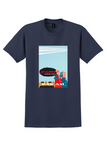 Pan Am New York - London T-Shirt - Vintage Jet Clipper Poster - Navy