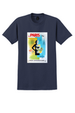 Pan Am Paris T-Shirt - Vintage Cubist Wine Glass Poster - Navy