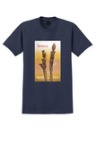 Qantas BOAC Indonesia T-Shirt - Vintage Carved Figures Poster - Navy