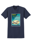 Qantas Super Constellation T-Shirt - Vintage Beach Poster - Navy