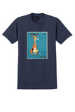 Qantas South Africa T-Shirt - Rogers Cartoon Giraffe Poster - Navy