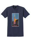 Chicago Temple T-Shirt - Vintage Gothic Skyscraper Poster - Navy