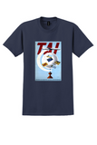 TAI T-Shirt - Vintage Globe and Stamps Poster - Navy