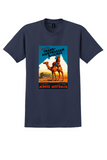 Trans-Australian Railway T-Shirt - Vintage Camel and Train Poster - Navy