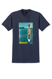 United Air Lines Hawaii T-Shirt - Galli Outrigger Canoe Poster - Navy